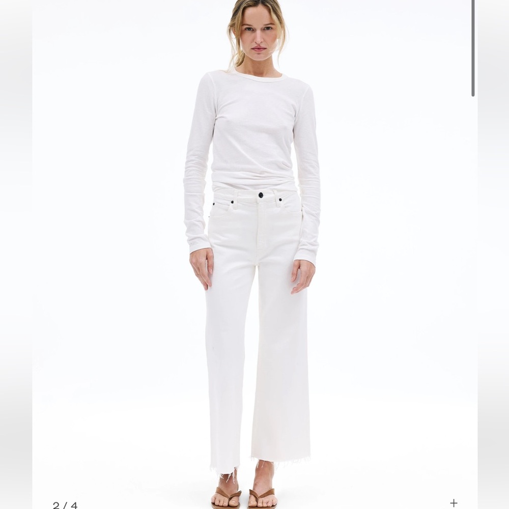 SLVRLAKE GRACE CROP High Rise Wide Leg Jeans in White Sz 31